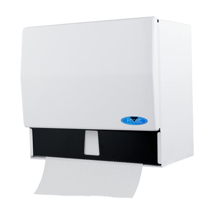 Distributeur universel de serviettes Frost – 24,6 cm x 26,9 cm x 17,5 cm, blanc, 1/chacun