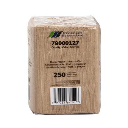 Premier Essential Dinner Napkin - Kraft, 16.93" X 14.96", 1 Ply, 250/Pack, 12 Packs/Case