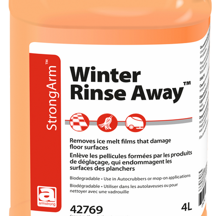 StrongArm™ Winter Rinse Away™ Floor Cleaner, Orange, 4L, 4/Case