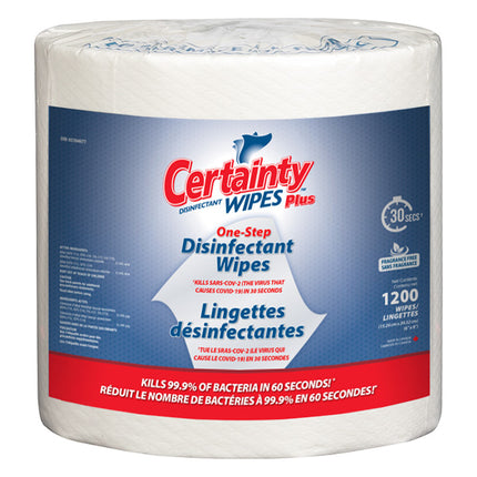 Certainty Plus Disinfectant Wipes - 8" X 6", 2400/Case
