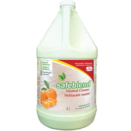 SafeBlend® Neutral Cleaner, Citrus, Yellow, 4L, 4 Jugs/Case, Made In Canada-B2B Discounters