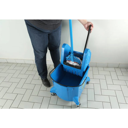 Globe Mop Bucket with Down Press Wringer Combo - Blue, 16.25" L X 27.5" W X 32.5" H, 40 Quarts, Sold Individually