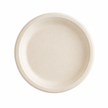 Assiette ronde en fibre moulée EcoSystems - Kraft, 9 po, 500/caisse