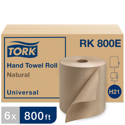 Tork Universal Hand Towel Roll - Natural, 800'/Roll, 6 Rolls/Dispensers