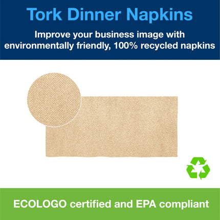 Serviette de table Tork – 43,18 x 38,1 cm, 1 épaisseur, naturelle, papier, 250/paquet, 12 paquets/caisse