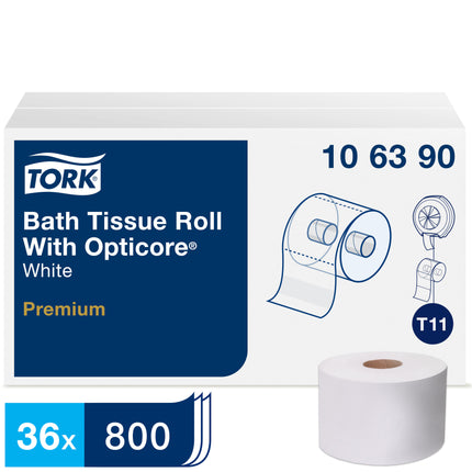 Tork Premium Bath Tissue Roll W/ OptiCore - 2 Ply, White, 800 Sheets/Roll, 36 Rolls/Case
