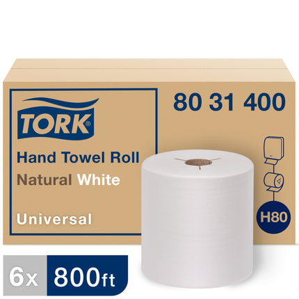 Tork Universal Hand Towel Roll - White, 800'/Roll, 6 Rolls/Case