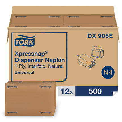 Tork Universal Xpressnap Dispenser Napkin - Interfold, 500 Sheets/Bag, 12 Bags/Case