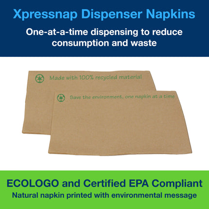 Serviettes de distributeur Tork Universal Xpressnap à impression environnementale - Naturelles, 500 serviettes/paquet, 12 paquets/caisse