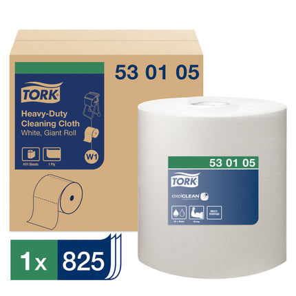 Chiffon de nettoyage intensif Tork – Rouleau géant, technologie exelCLEAN, 1 épaisseur, 278,64 m/rouleau, 1 rouleau/caisse