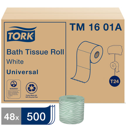Tork Papier hygiénique en rouleau universel - 2 épaisseurs, blanc, 48 rouleaux/caisse