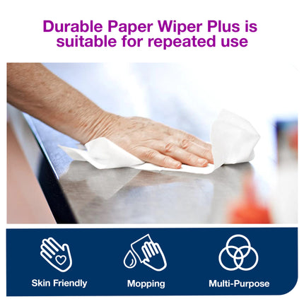 Tork Paper Wiper Plus In Pop-Up Box - 1 Ply, White, 100 Wipers/Box, 8 Boxes/Case