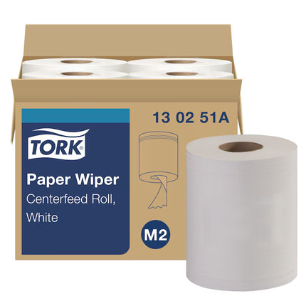 Tork Advanced Paper Plus Centerfeed Wiper - White, 1 Ply, 325 Sheets/Pack, 4 Packs/Case