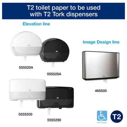 Rouleau de papier toilette Tork Advanced Mini Jumbo – 1 épaisseur, blanc, 365,76 m/rouleau, 12 rouleaux/caisse